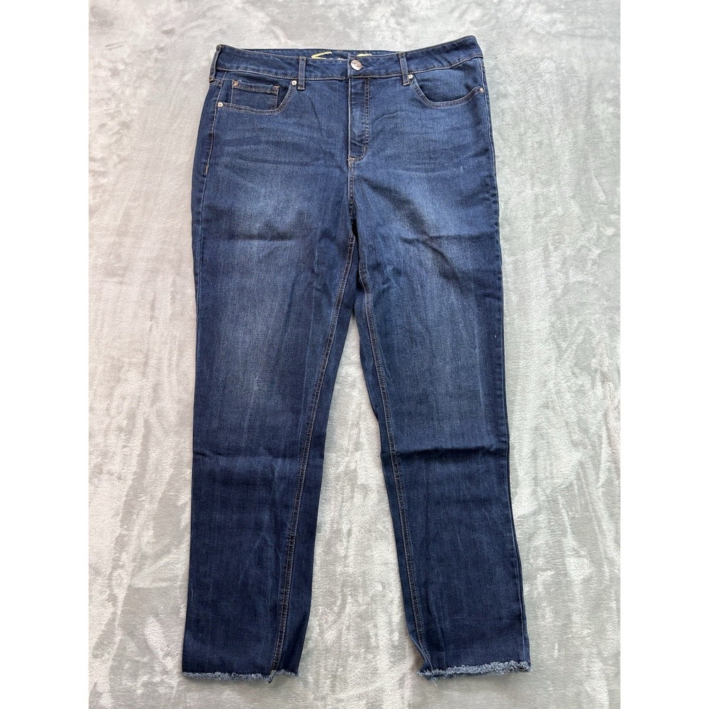 Seven7 Jeans Womens Plus Sz 16 Blue Weekend Slim Fit Crop Stretch Whiskered Fade